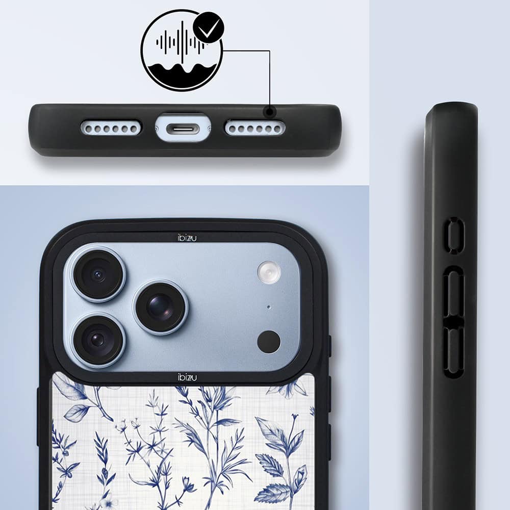 etui do iphone 18 pro ibizu dropguard matt z magsafe, pastel bloom, lazurowe szepty