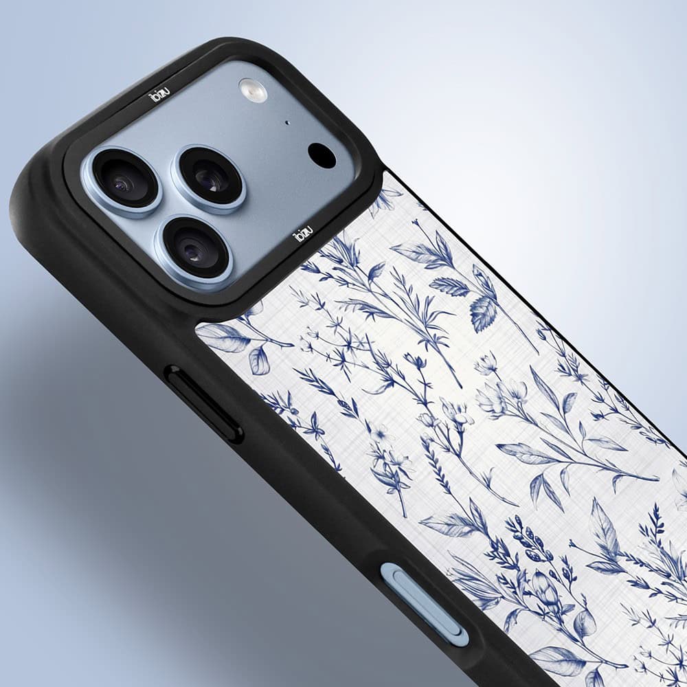 etui do iphone 18 pro ibizu dropguard matt z magsafe, pastel bloom, lazurowe szepty