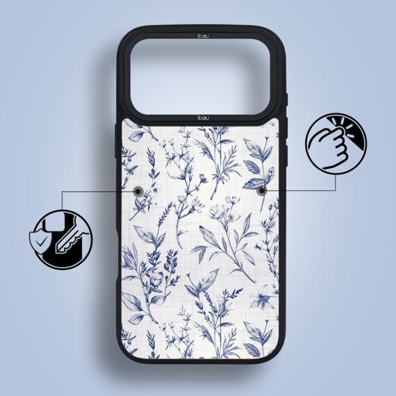 etui do iphone 18 pro ibizu dropguard matt z magsafe, pastel bloom, lazurowe szepty