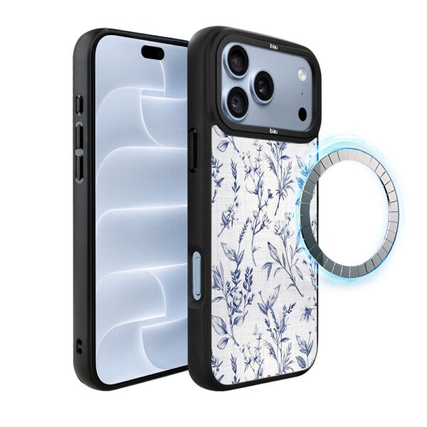 Etui do iPhone 18 Pro IBIZU DropGuard Matt z MagSafe, Pastel Bloom, Lazurowe Szepty