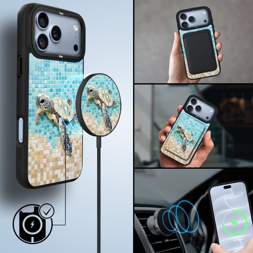 etui do iphone 18 pro ibizu dropguard matt z magsafe, riviera, moderns classics, Żółw caretta