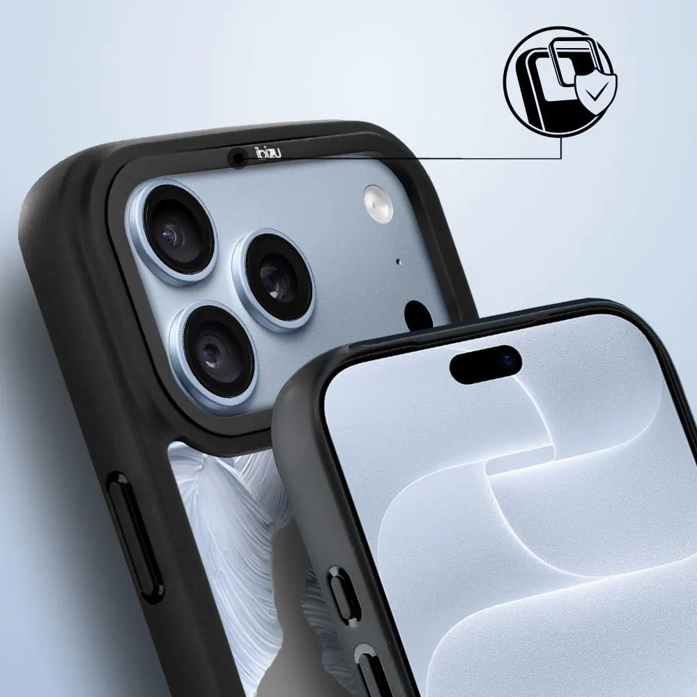 etui do iphone 18 pro ibizu dropguard matt z magsafe, relief garden, błękitny irys