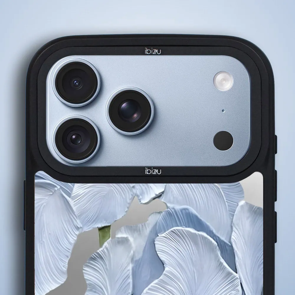 etui do iphone 18 pro ibizu dropguard matt z magsafe, relief garden, błękitny irys
