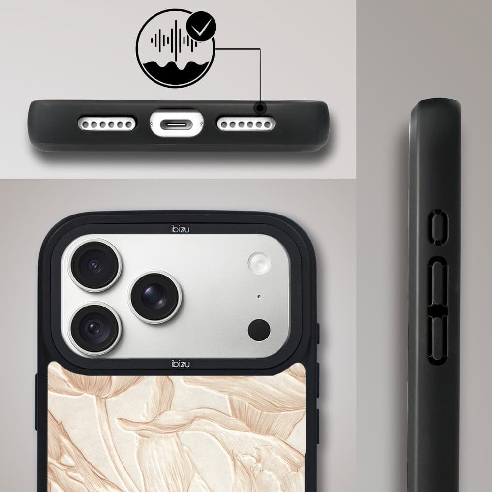 etui do iphone 18 pro ibizu dropguard matt z magsafe, relief garden, botaniczny biskwit