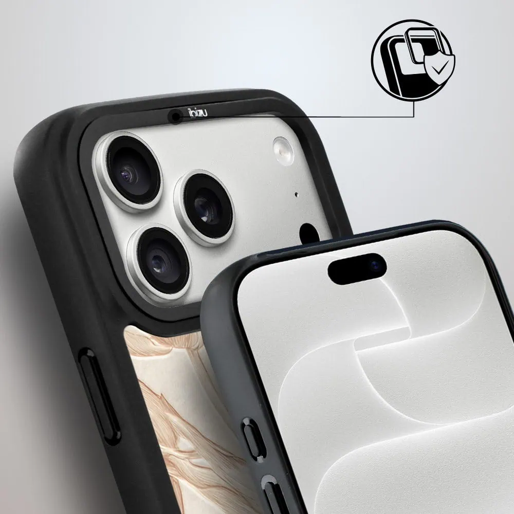 etui do iphone 18 pro ibizu dropguard matt z magsafe, relief garden, botaniczny biskwit