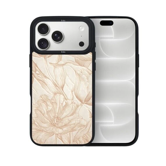 etui do iphone 18 pro ibizu dropguard matt z magsafe, relief garden, botaniczny biskwit