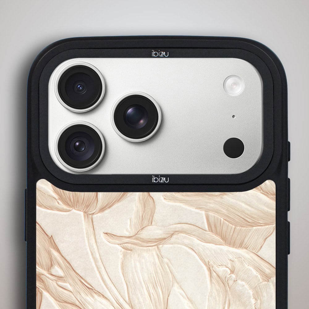 etui do iphone 18 pro ibizu dropguard matt z magsafe, relief garden, botaniczny biskwit