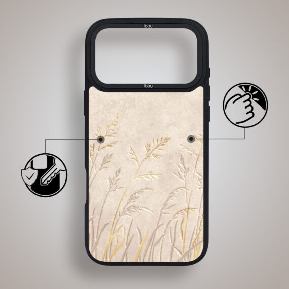 etui do iphone 18 pro ibizu dropguard matt z magsafe, relief garden, kłosy z piaskowca