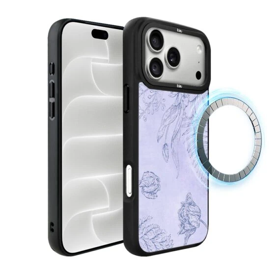 etui do iphone 18 pro ibizu dropguard matt z magsafe, relief garden, kwiatowa płaskorzeźba