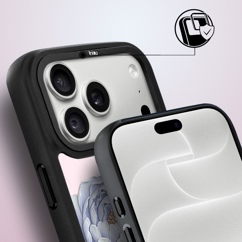 etui do iphone 18 pro ibizu dropguard matt z magsafe, relief garden, piwoniowy róż
