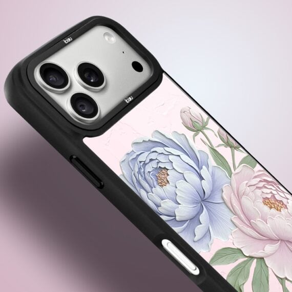 etui do iphone 18 pro ibizu dropguard matt z magsafe, relief garden, piwoniowy róż