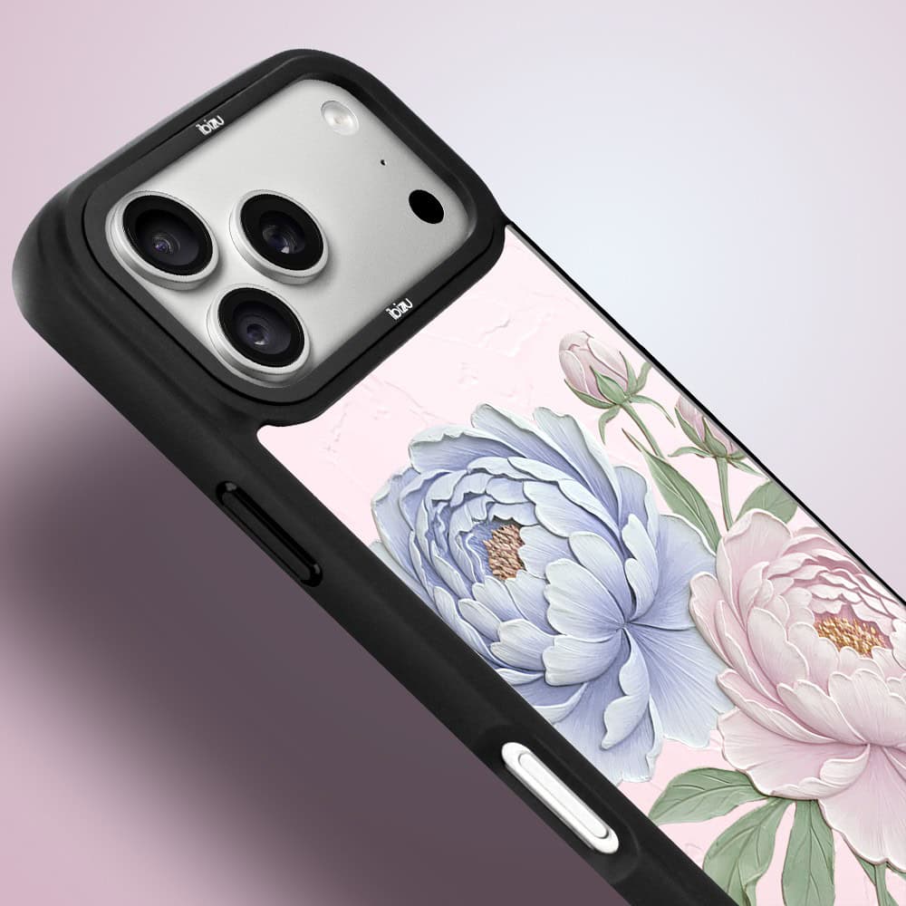 etui do iphone 18 pro ibizu dropguard matt z magsafe, relief garden, piwoniowy róż