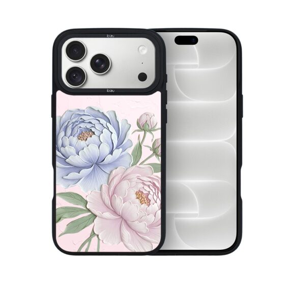 etui do iphone 18 pro ibizu dropguard matt z magsafe, relief garden, piwoniowy róż