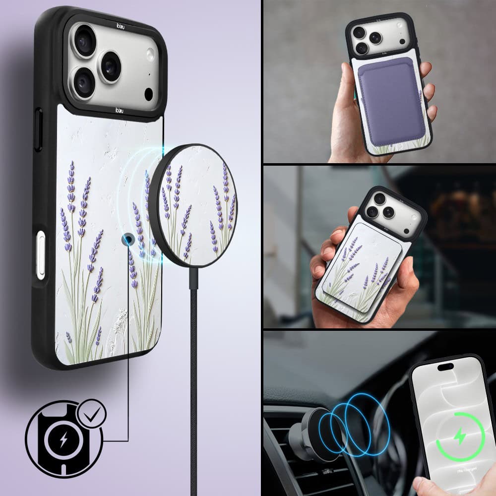 etui do iphone 18 pro max ibizu dropguard matt z magsafe, relief garden, prowansalska lawenda