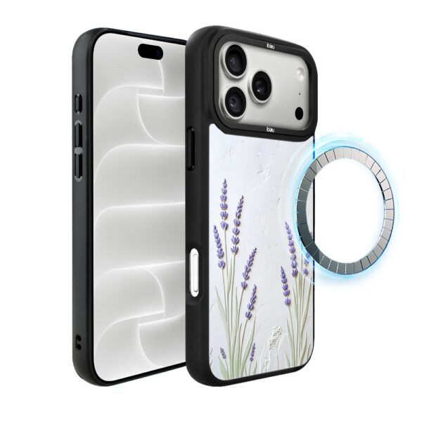 Etui do iPhone 18 Pro Max IBIZU DropGuard Matt z MagSafe, Relief Garden, Prowansalska lawenda