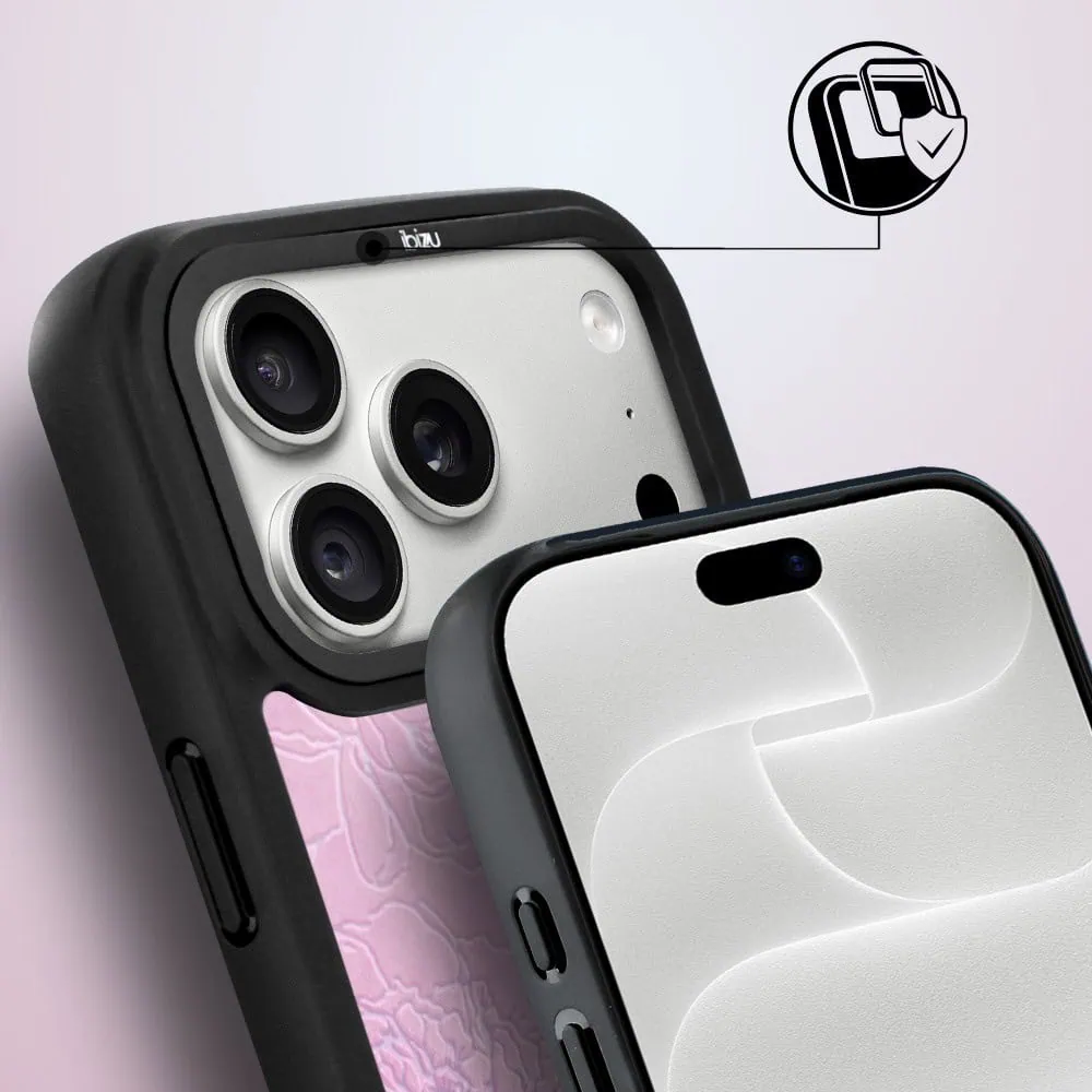 etui do iphone 18 pro ibizu dropguard matt z magsafe, relief garden, różowe piwonie