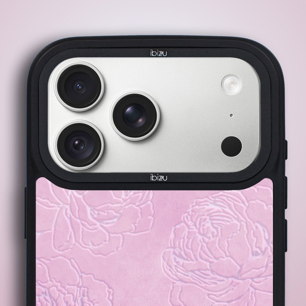 etui do iphone 18 pro ibizu dropguard matt z magsafe, relief garden, różowe piwonie