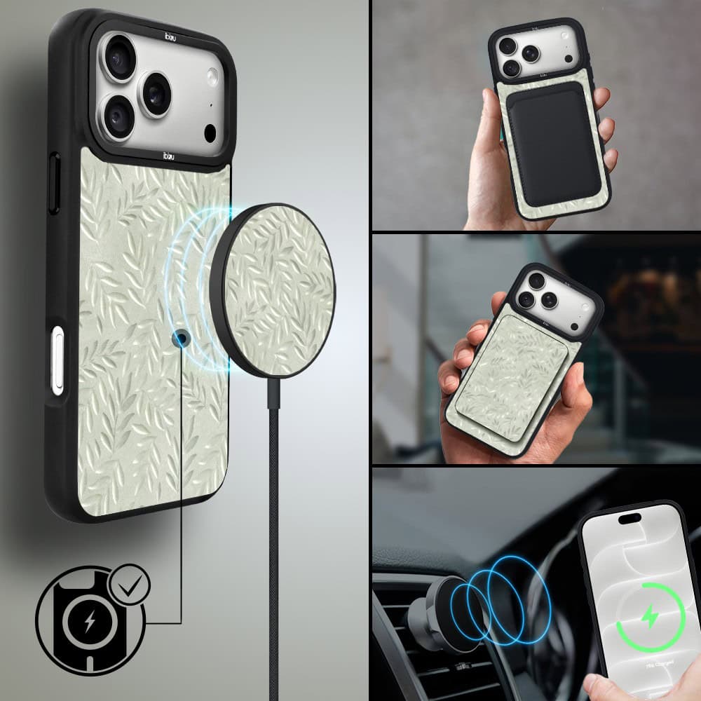 etui do iphone 18 pro ibizu dropguard matt z magsafe, relief garden, Ślad oliwki