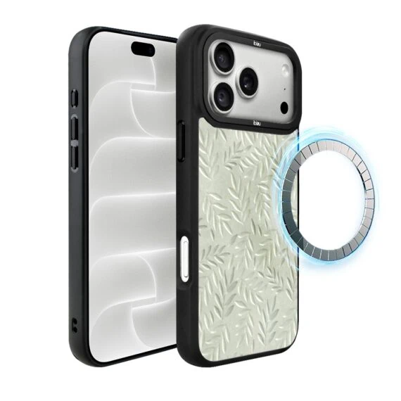 etui do iphone 18 pro ibizu dropguard matt z magsafe, relief garden, Ślad oliwki
