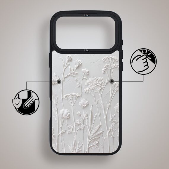 etui do iphone 18 pro ibizu dropguard matt z magsafe, relief garden, suszone kwiaty polne
