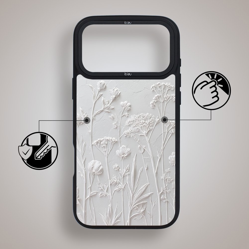 etui do iphone 18 pro ibizu dropguard matt z magsafe, relief garden, suszone kwiaty polne