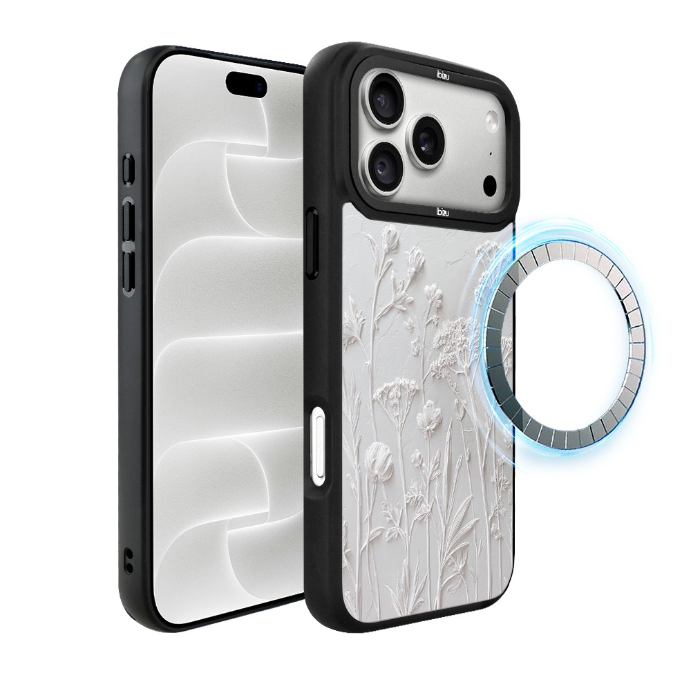 etui do iphone 18 pro ibizu dropguard matt z magsafe, relief garden, suszone kwiaty polne