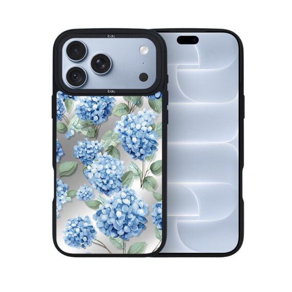 etui do iphone 18 pro ibizu dropguard matt z magsafe, relief garden, szafirowa hortensja
