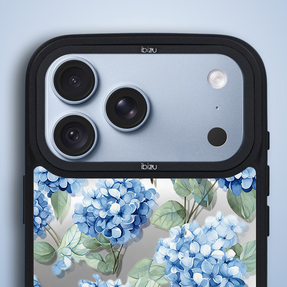 etui do iphone 18 pro ibizu dropguard matt z magsafe, relief garden, szafirowa hortensja