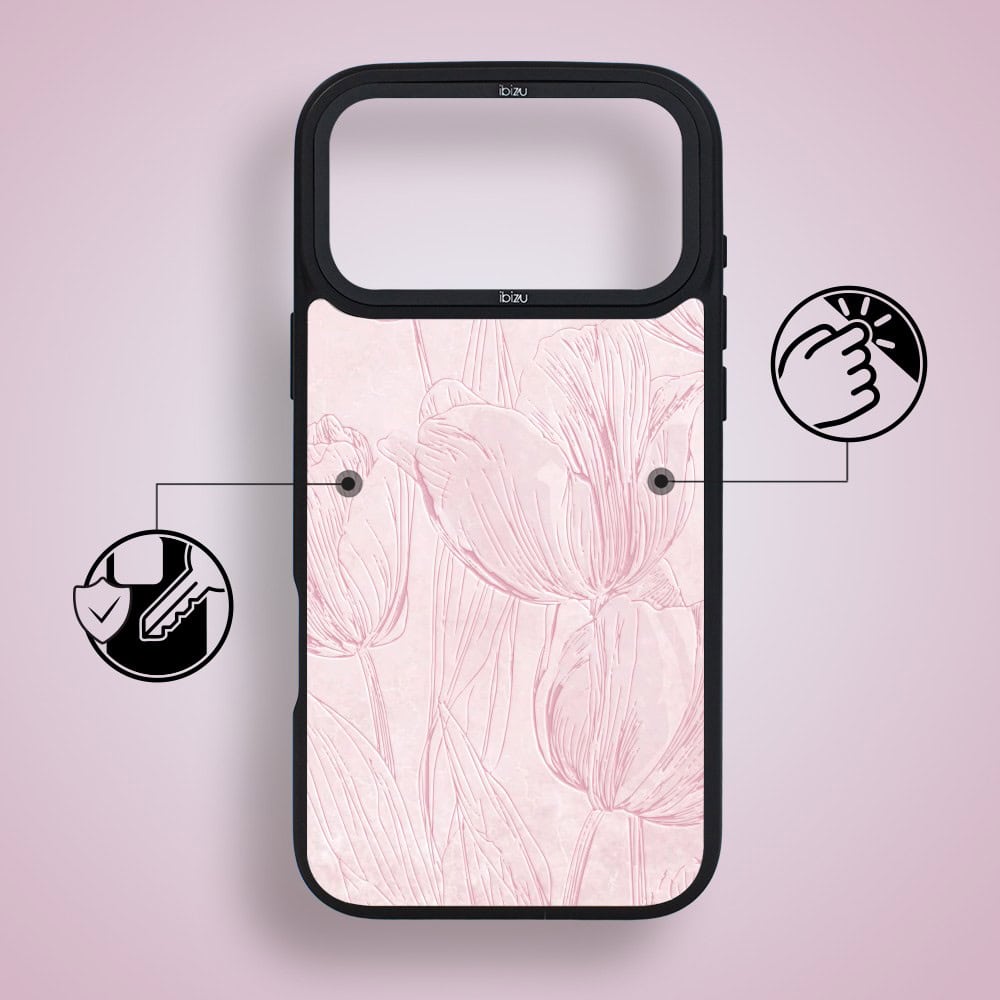 etui do iphone 18 pro ibizu dropguard matt z magsafe, relief garden, tulipanowy fresk