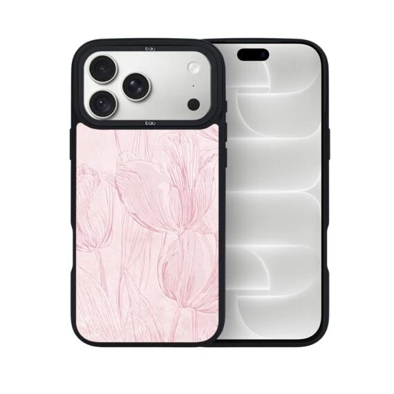 etui do iphone 18 pro ibizu dropguard matt z magsafe, relief garden, tulipanowy fresk
