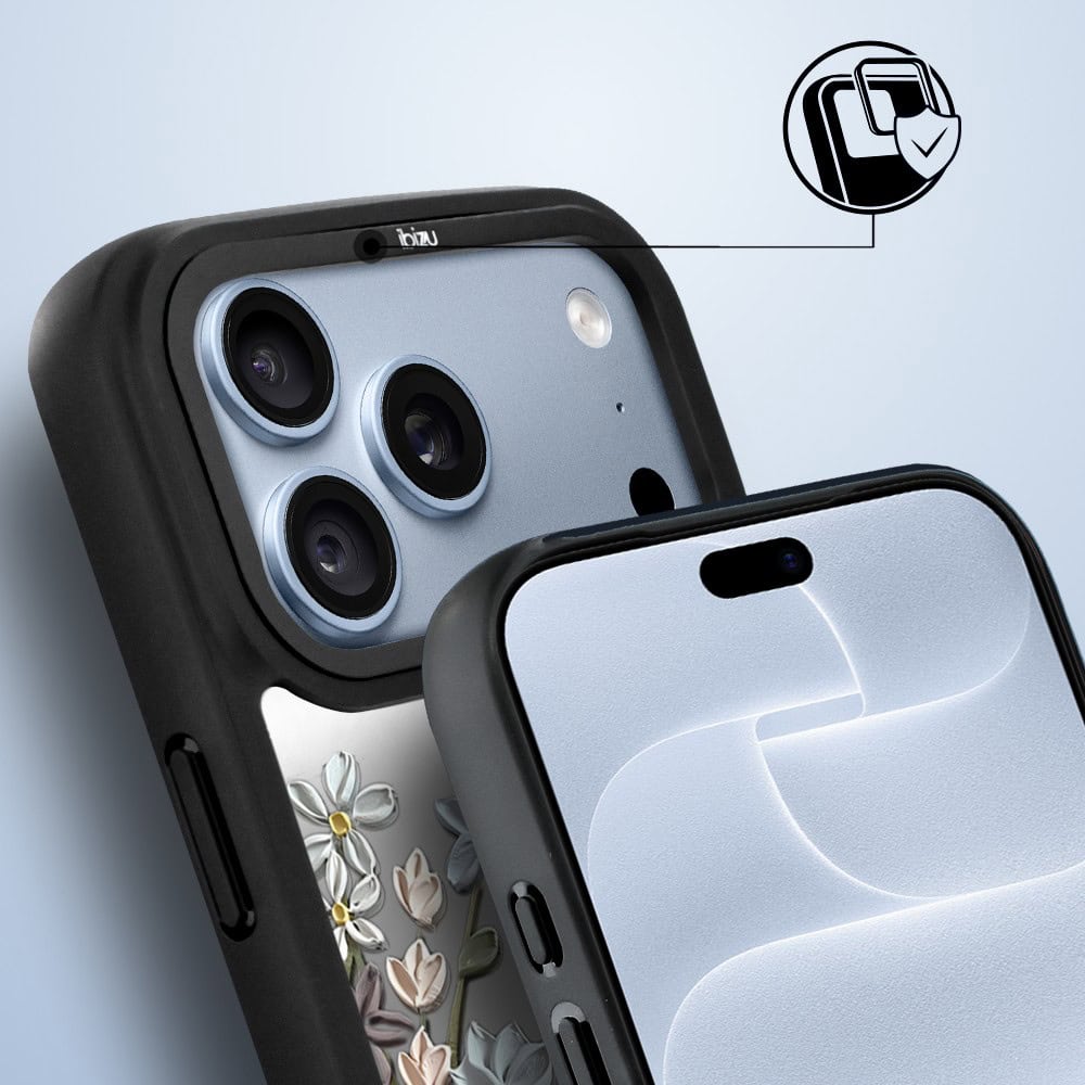 etui do iphone 18 pro ibizu dropguard matt z magsafe, relief garden, wiosenna łąka