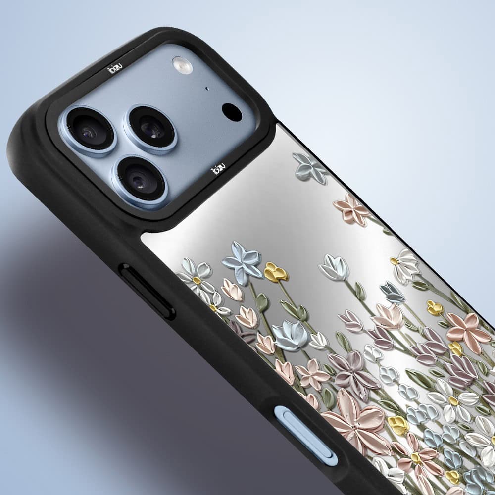 etui do iphone 18 pro ibizu dropguard matt z magsafe, relief garden, wiosenna łąka