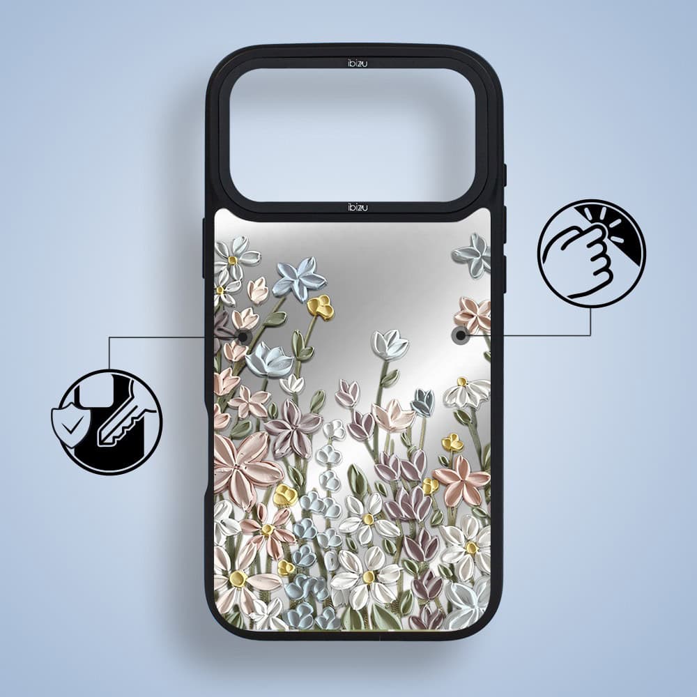 etui do iphone 18 pro ibizu dropguard matt z magsafe, relief garden, wiosenna łąka