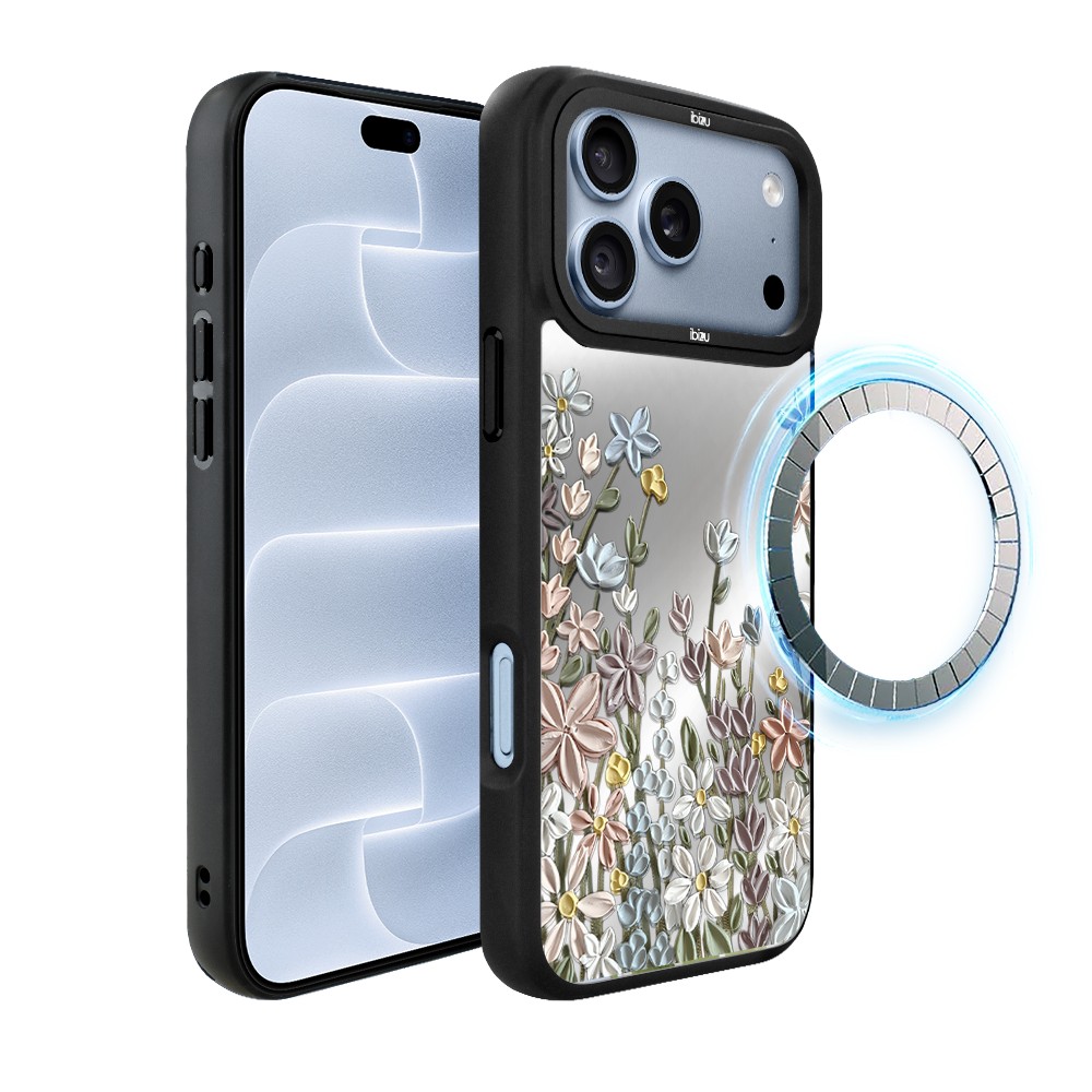 etui do iphone 18 pro ibizu dropguard matt z magsafe, relief garden, wiosenna łąka