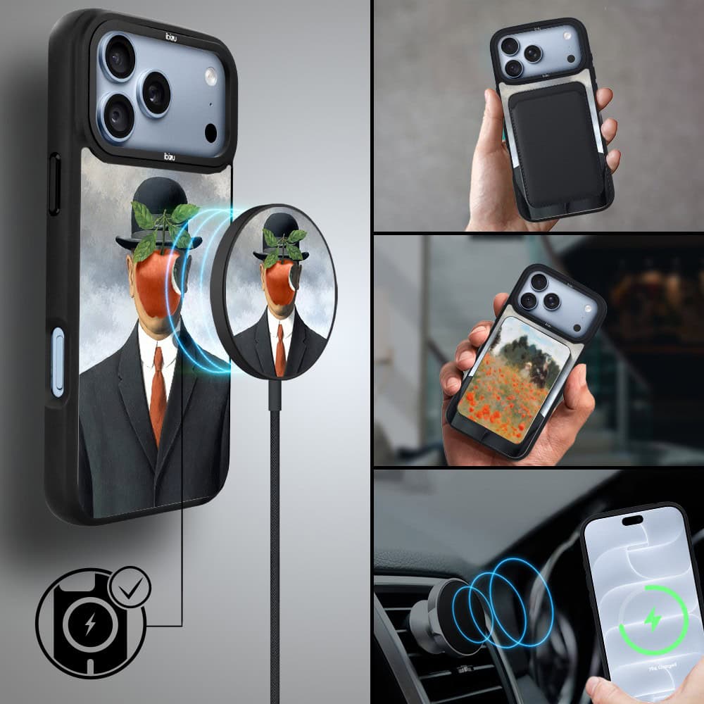 etui do iphone 18 pro ibizu dropguard matt z magsafe, rene magritte, syn człowieczy