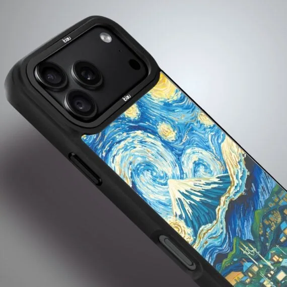 etui do iphone 18 pro ibizu dropguard matt z magsafe, van gogh, gwieździsta noc