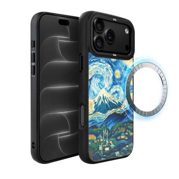 Etui do iPhone 18 Pro IBIZU DropGuard Matt z MagSafe, Van Gogh, Gwieździsta noc