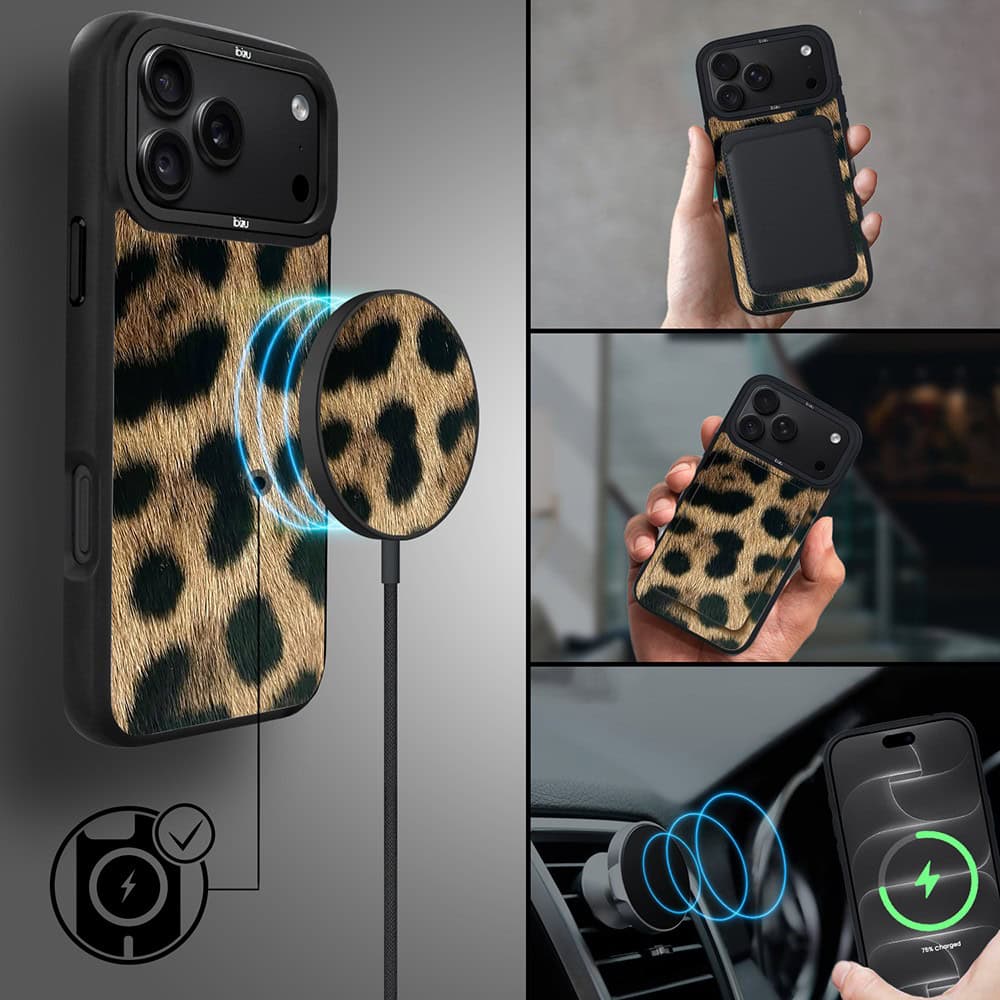 etui do iphone 18 pro ibizu dropguard matt z magsafe, zew natury, lampart