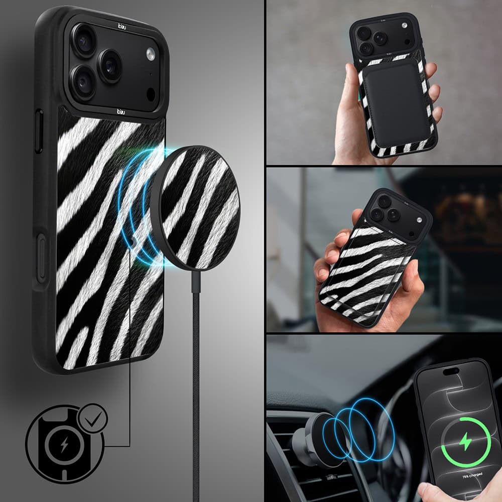 etui do iphone 18 pro ibizu dropguard matt z magsafe, zew natury, zebra