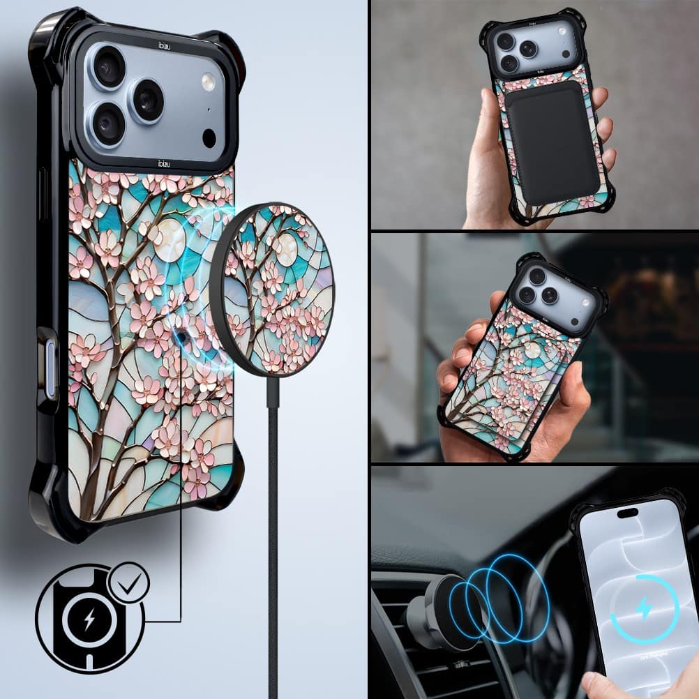 etui do iphone 18 pro ibizu dropguard ultra z magsafe, barwy szkła, księżycowa wiśnia