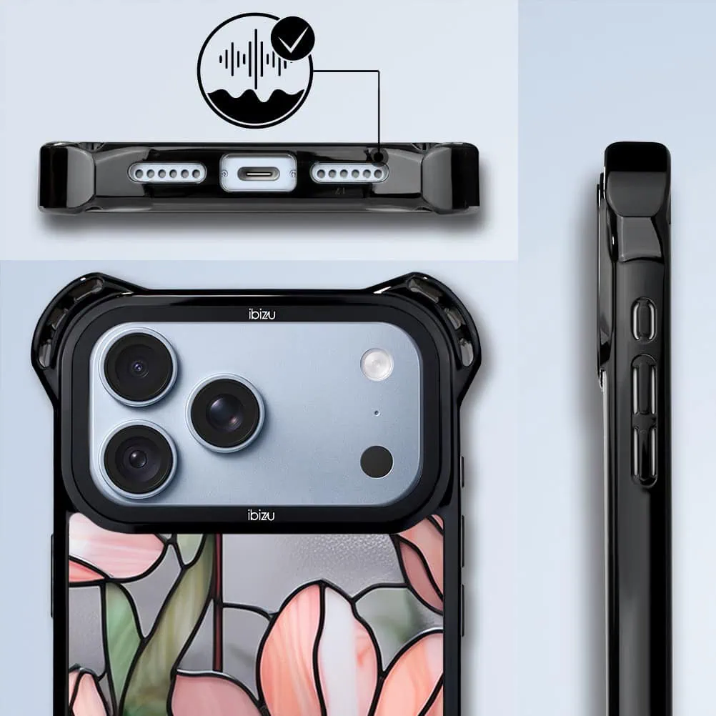 etui do iphone 18 pro ibizu dropguard ultra z magsafe, barwy szkła, różowa magnolia
