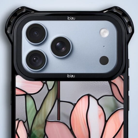 etui do iphone 18 pro ibizu dropguard ultra z magsafe, barwy szkła, różowa magnolia