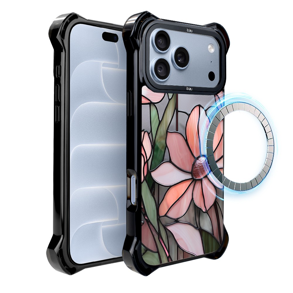 etui do iphone 18 pro ibizu dropguard ultra z magsafe, barwy szkła, różowa magnolia