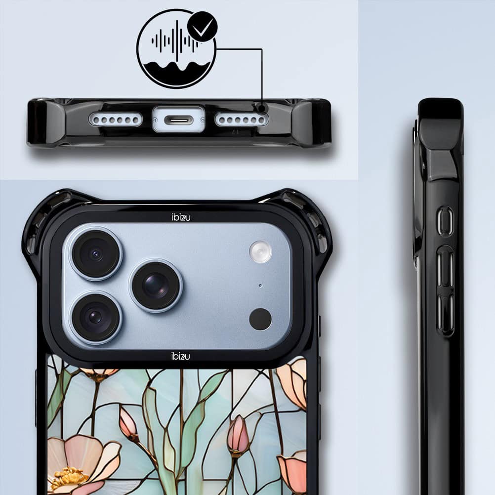 etui do iphone 18 pro ibizu dropguard ultra z magsafe, barwy szkła, szept kwiatów polnych