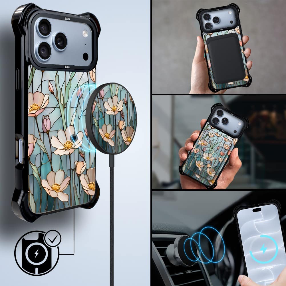 etui do iphone 18 pro ibizu dropguard ultra z magsafe, barwy szkła, szept kwiatów polnych