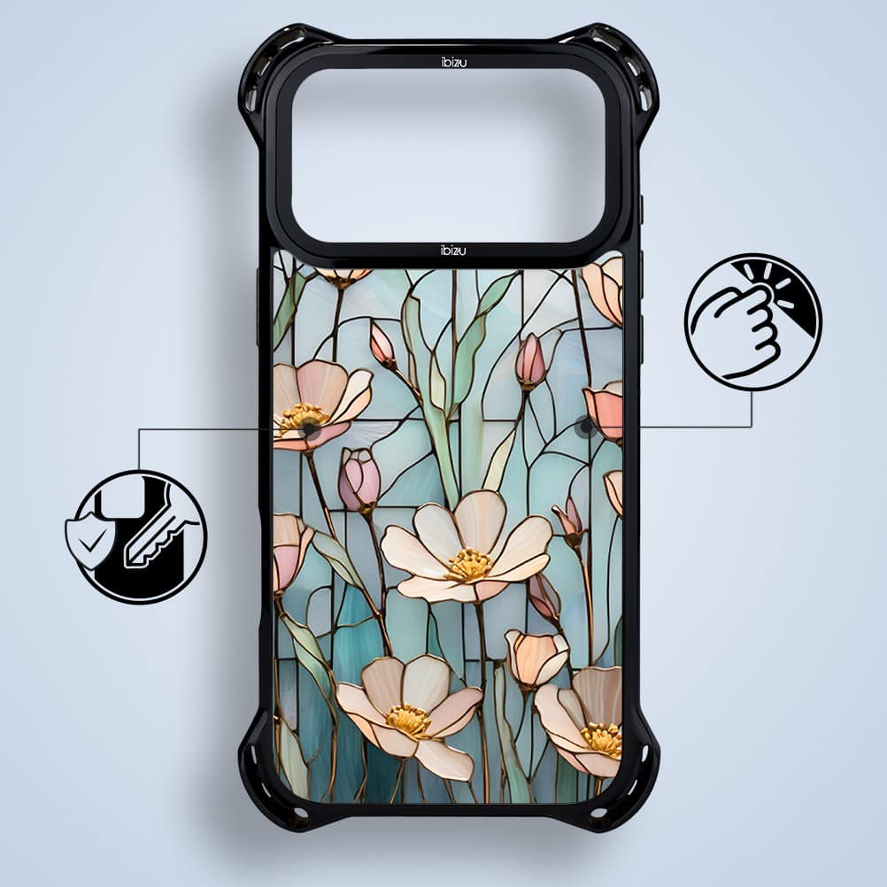 etui do iphone 18 pro ibizu dropguard ultra z magsafe, barwy szkła, szept kwiatów polnych