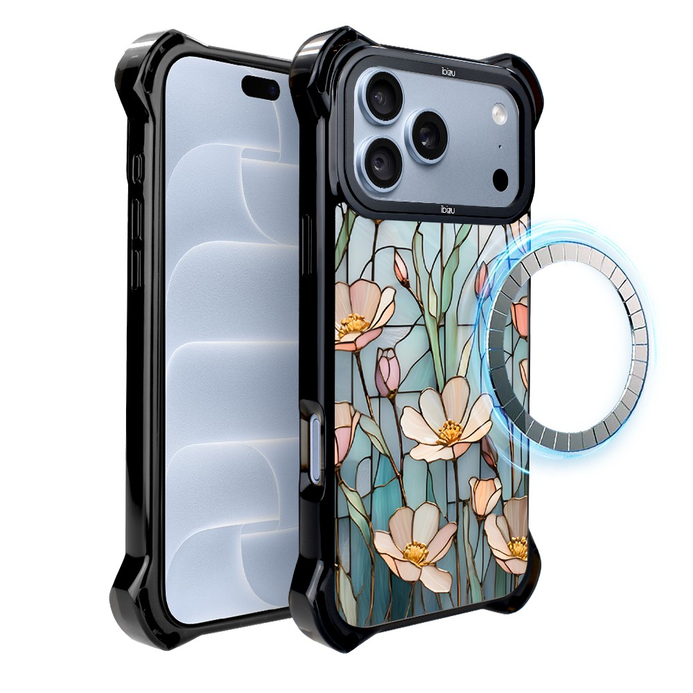 etui do iphone 18 pro ibizu dropguard ultra z magsafe, barwy szkła, szept kwiatów polnych