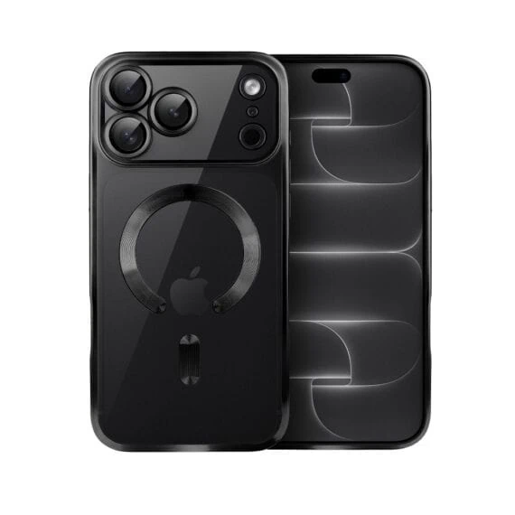 etui do iphone 18 pro magsafe luxury protect przeźroczyste, z osłoną aparatu, titanium finish, czarne