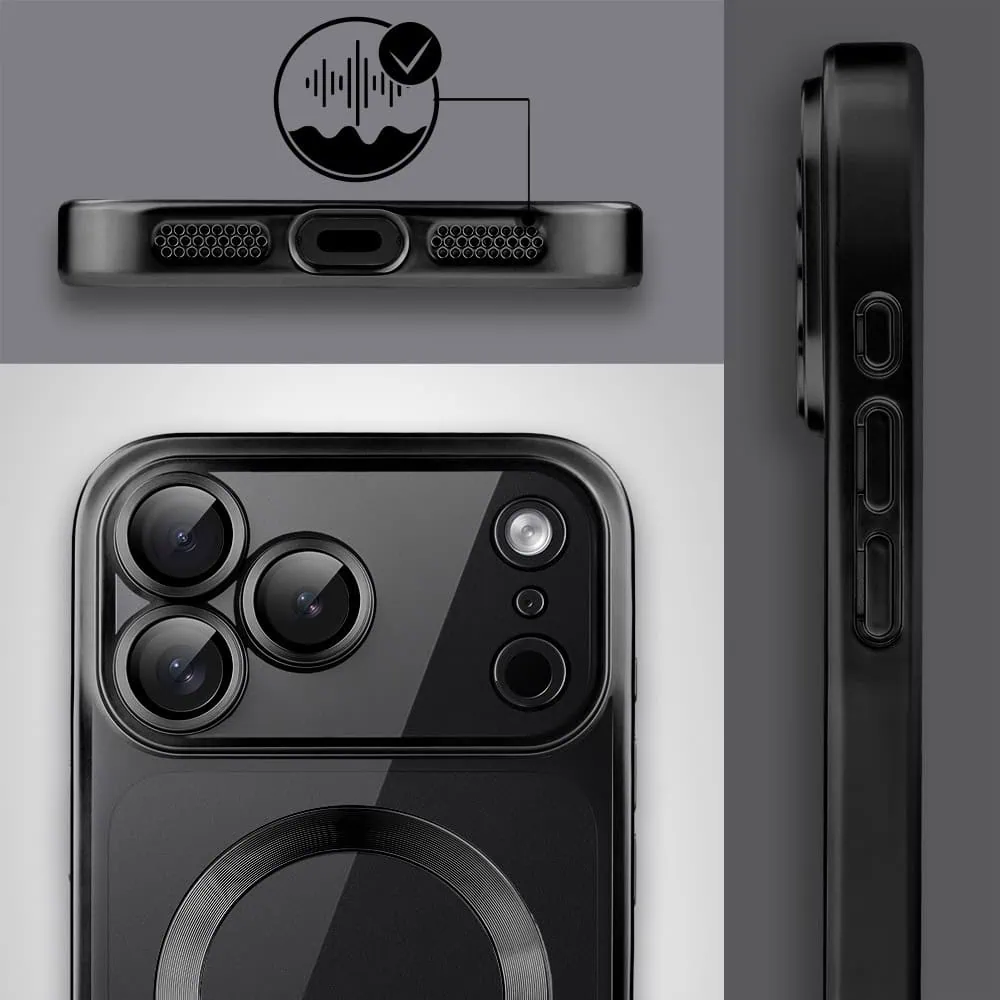 Etui do iPhone 18 Pro MagSafe Luxury Protect przeźroczyste, z osłoną aparatu, Titanium Finish, czarne (7) etui do iphone 18 pro magsafe luxury protect przeźroczyste, z osłoną aparatu, titanium finish, czarne