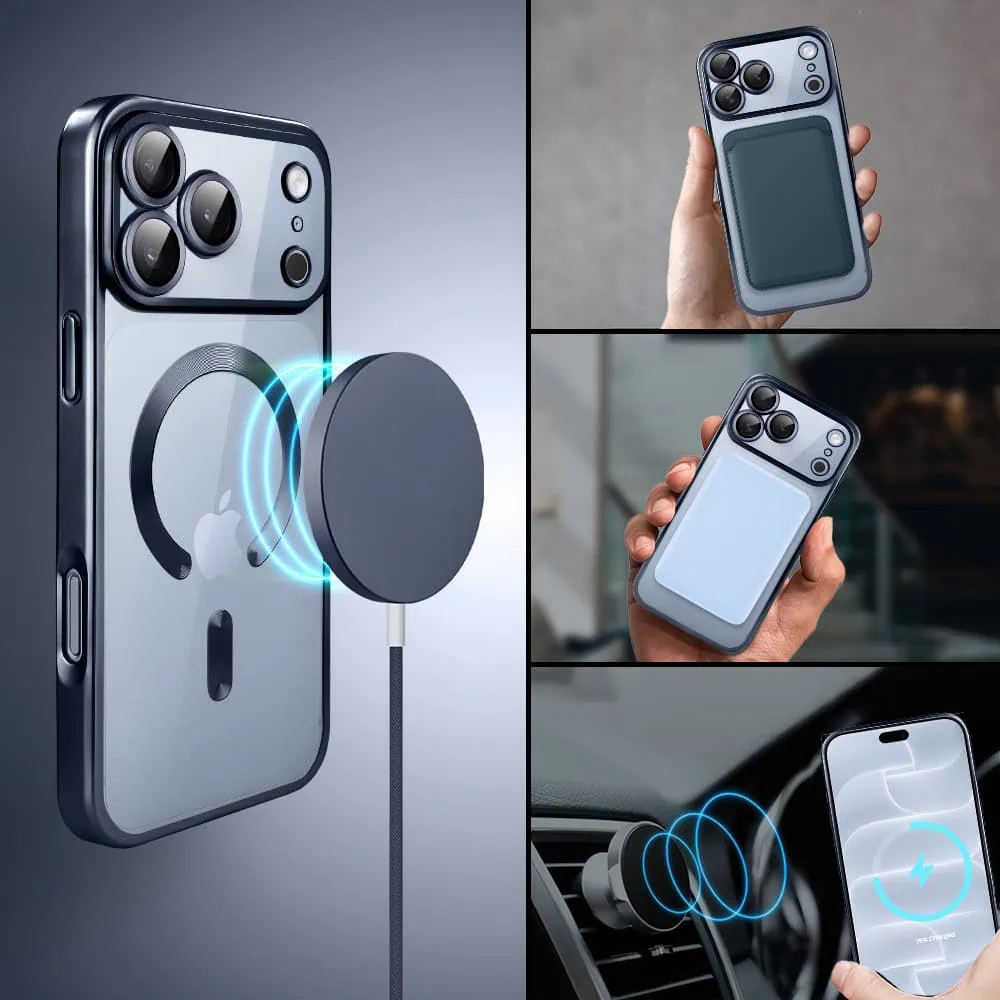 Etui do iPhone 18 Pro MagSafe Luxury Protect przeźroczyste, z osłoną aparatu, Titanium Finish, granatowe (3) etui do iphone 18 pro magsafe luxury protect przeźroczyste, z osłoną aparatu, titanium finish, granatowe
